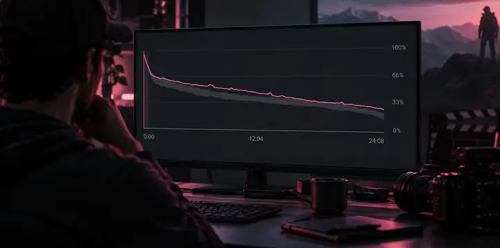 Audience retention across a long-form video