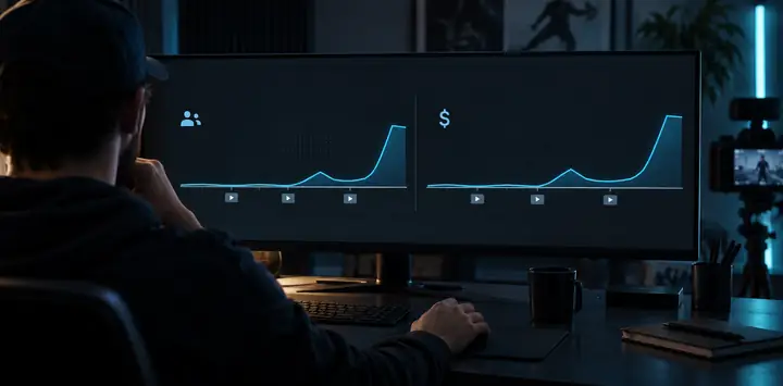 Creator analytics showing audience and revenue growth