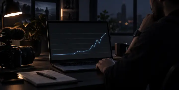 Creator earnings chart rising over one month